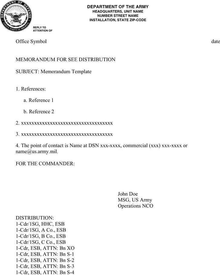 Army Memorandum Template 1.