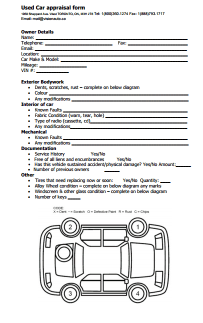 Car Appraisal Form 7.