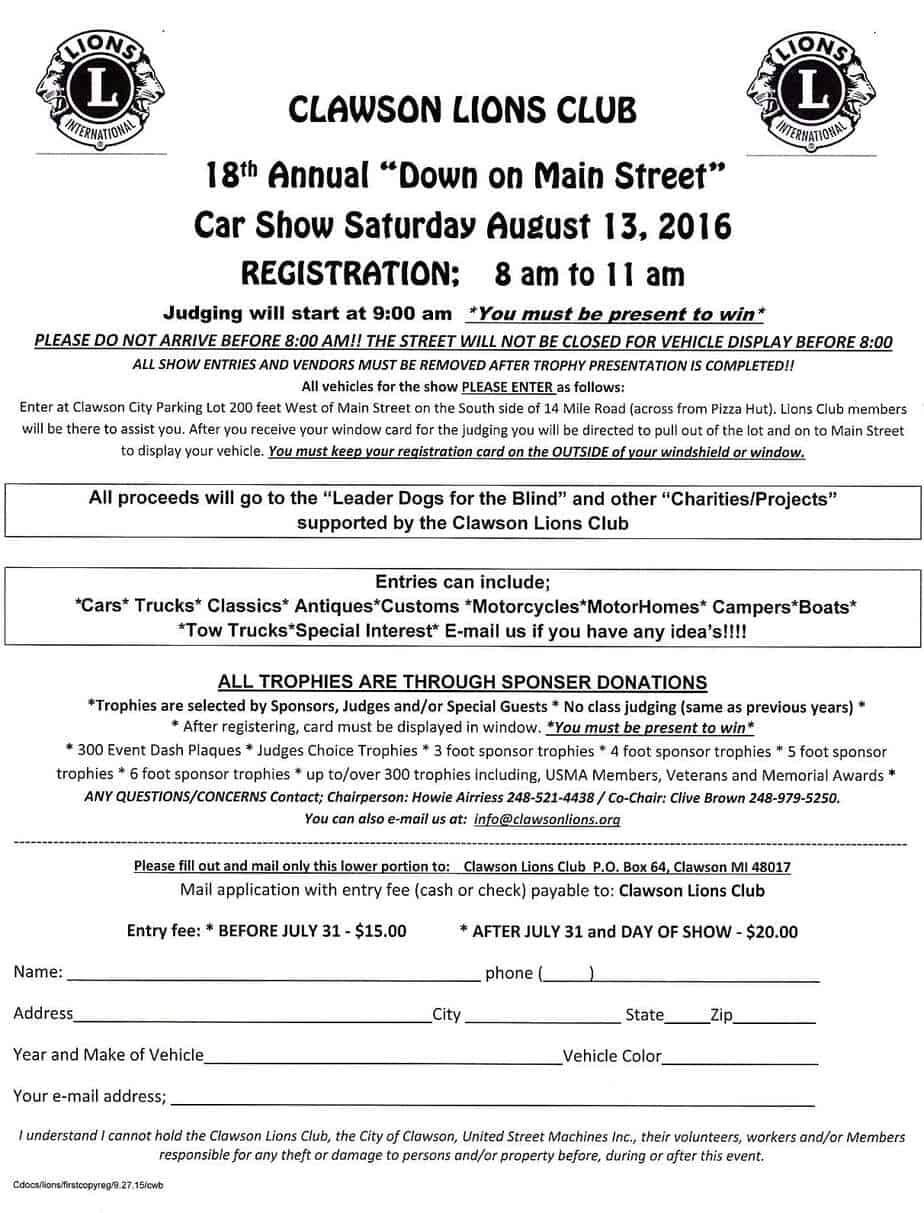 Car Show Registration Form Templates Word Excel Fomats