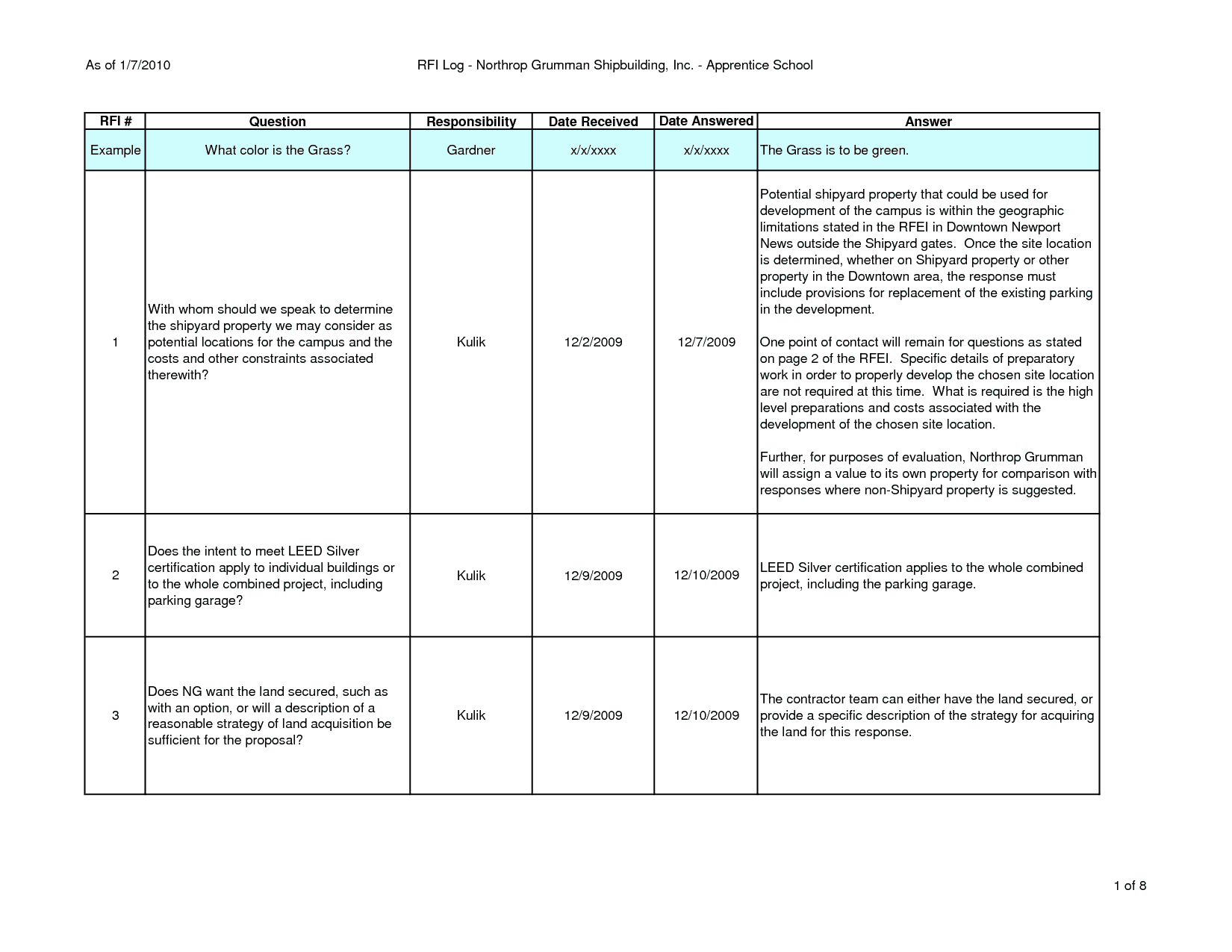 Construction RFI Template 2.