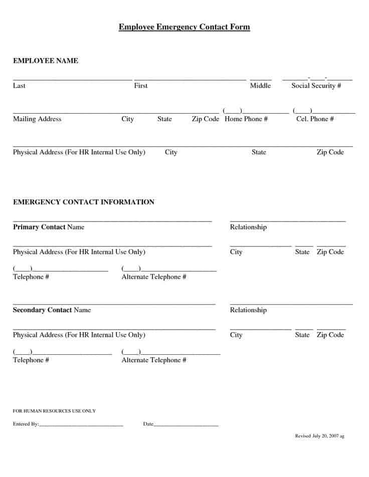 Employee Emergency Contact Form 7.