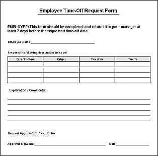 Time Off Request Form 1.