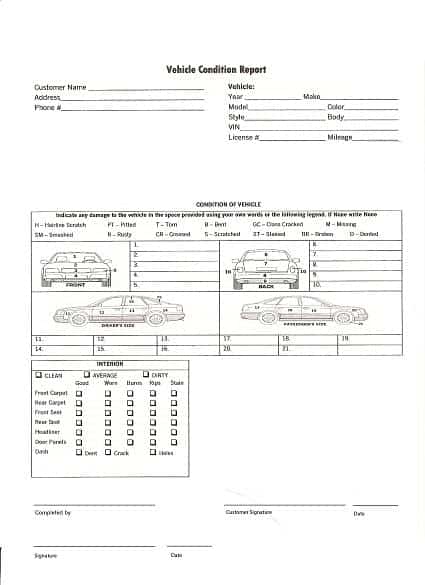 Vehicle Condition Report Template 4.