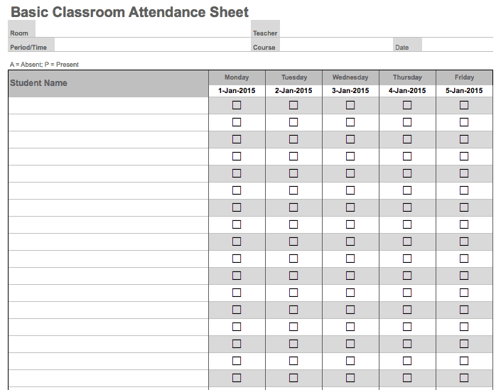 attendance sheet template 7.