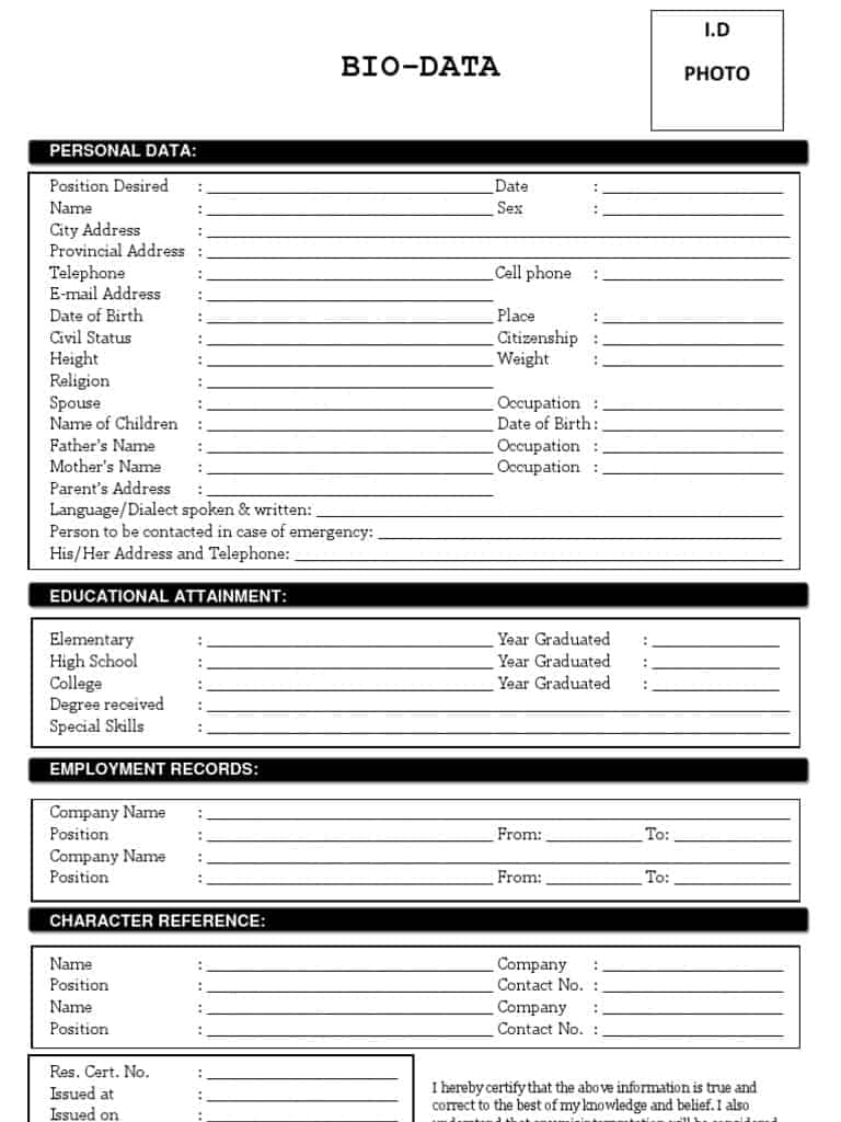 bio data form 1.