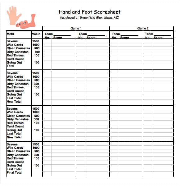 Canasta Score Sheets Word Excel Fomats Canasta Score Sheets Word Excel Fomats