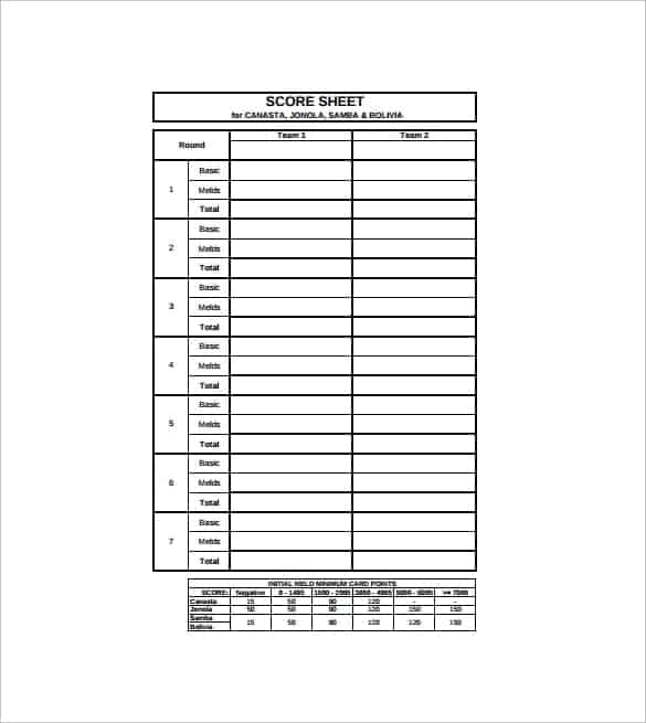 canasta score sheet 7.