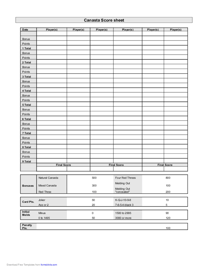 canasta score sheet 8.