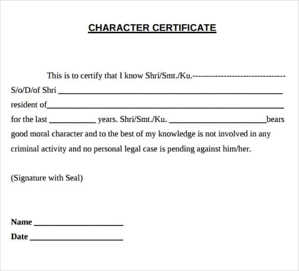 character certificate template 3.