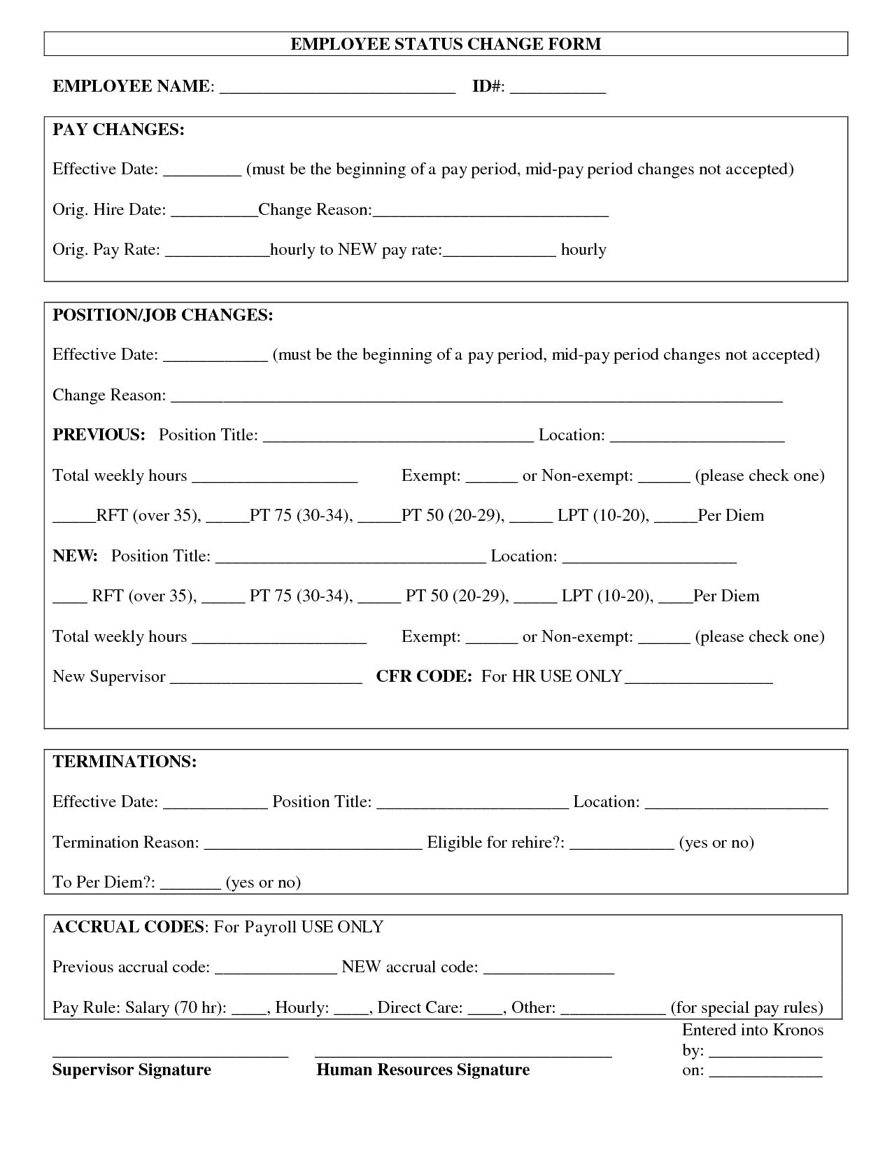 Employee Status Change Forms | Find Word Templates