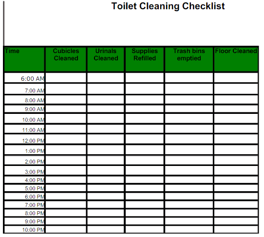 toilet cleaning checklist template 6.