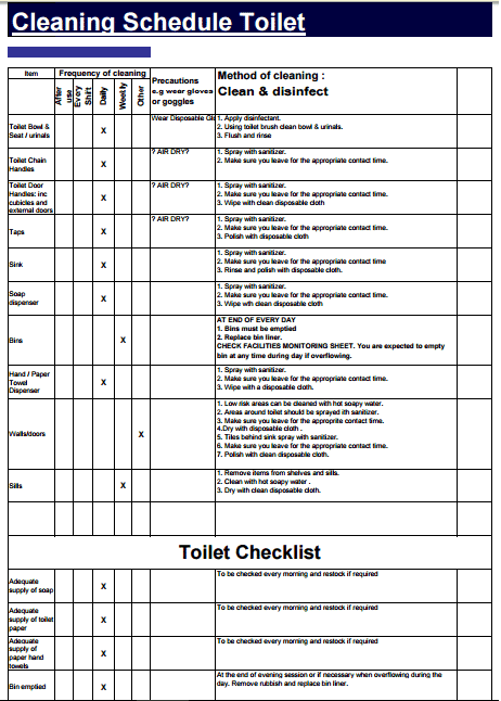 toilet cleaning checklist template 7.