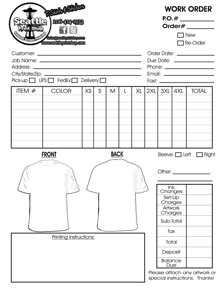 Tshirt Order Forms Word Excel Fomats