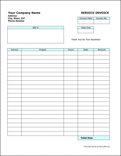 Service Invoice Templates Find Word Templates