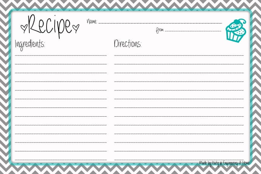 5x7 Recipe Cards Free Printable