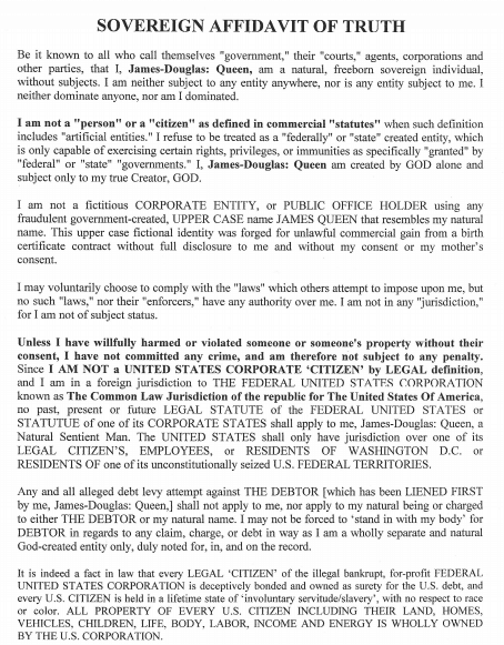 Affidavit Of Truth Template 5.