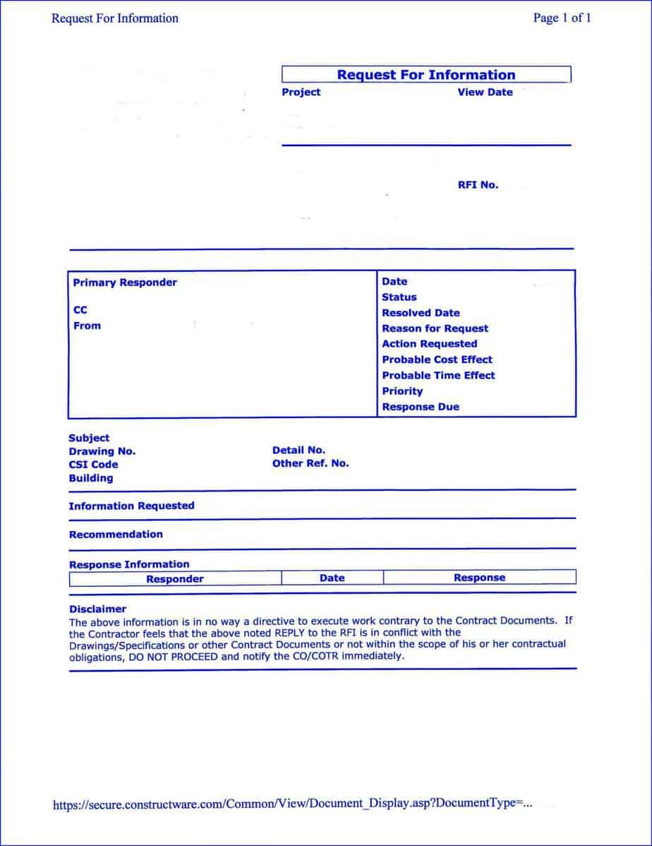 16+ Construction RFI Templates - Word Excel Fomats