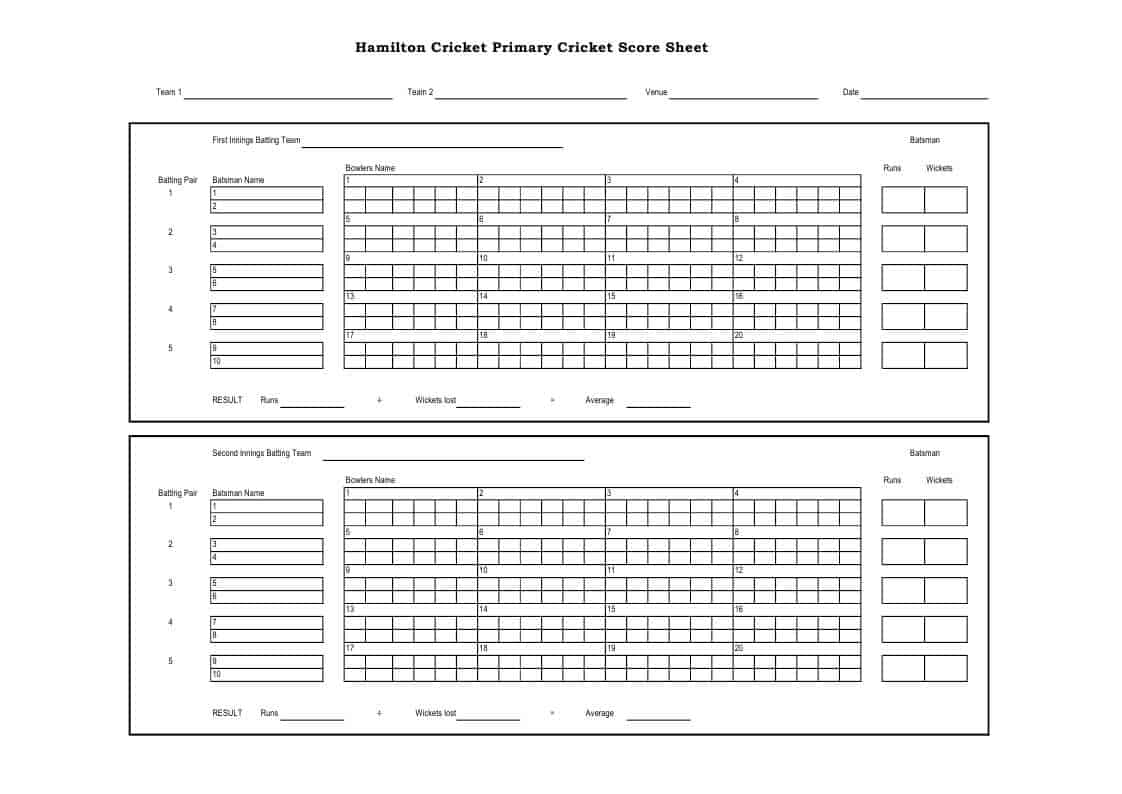 cricket score sheet download