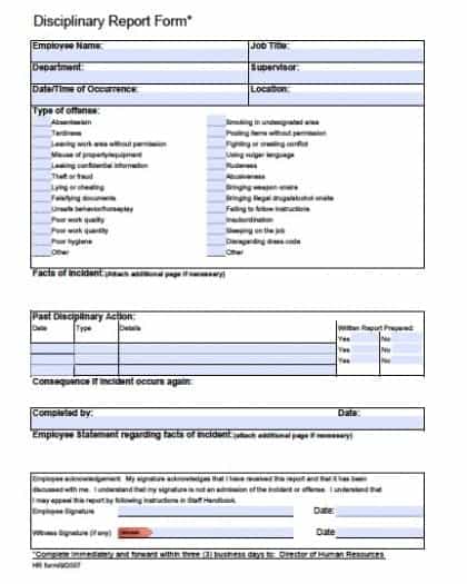 employee write up forms word excel fomats