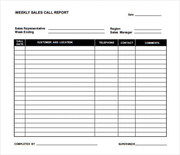 Sales Rep Call Report Template
