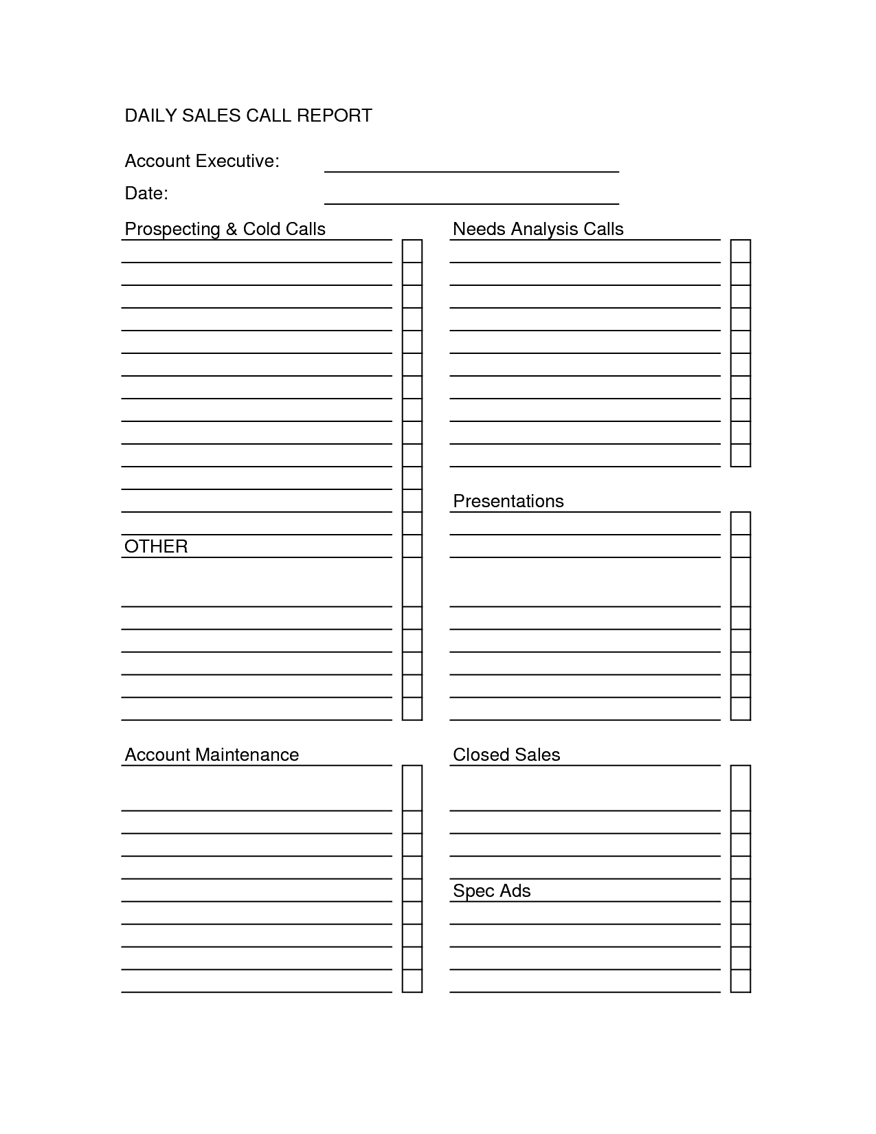 Daily Sales Call Report Template In Excel