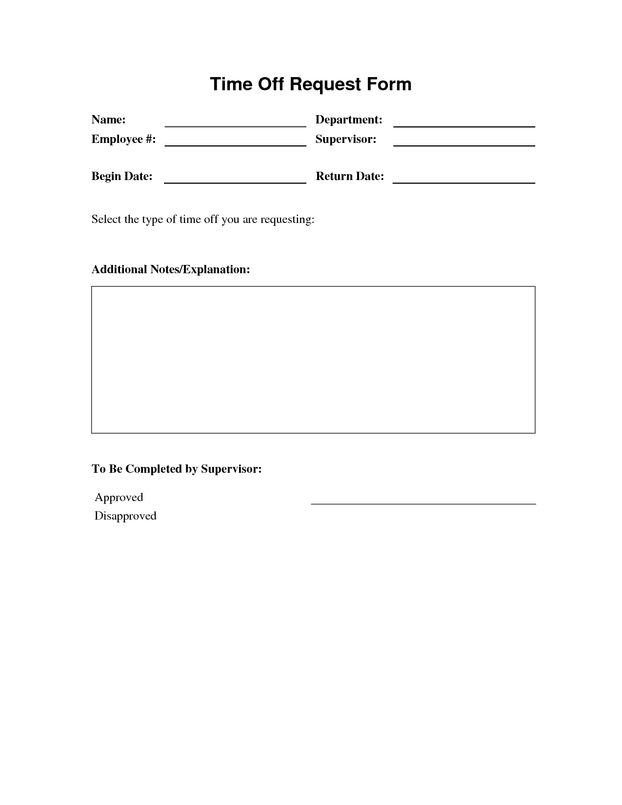 Time Off Request Forms - Word Excel Fomats