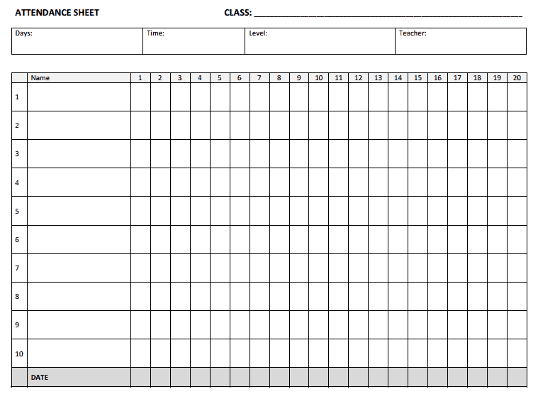 Attendance Sheet Templates Word Excel Fomats
