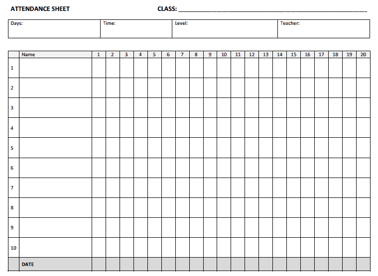 Attendance Chart Template Excel