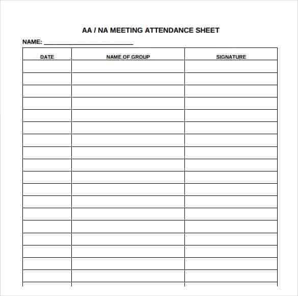 Blank Attendance Chart