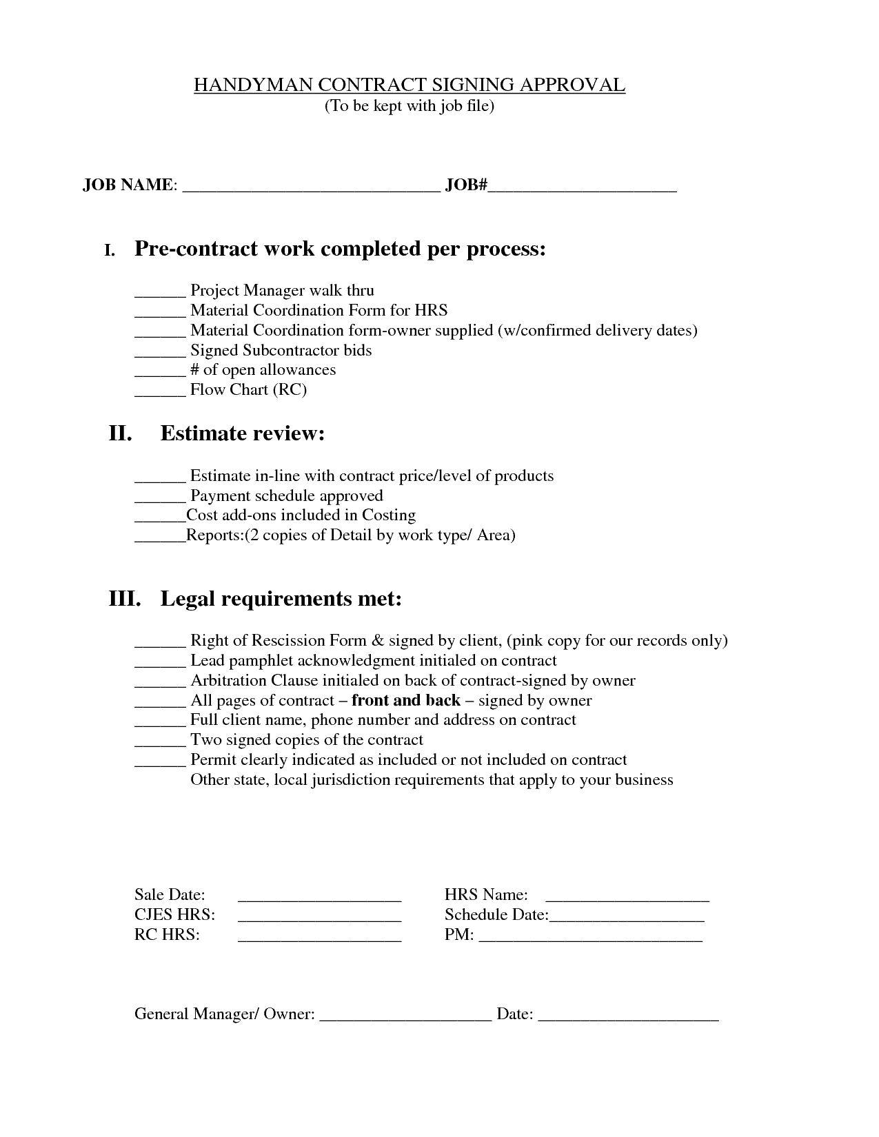 7 handyman contract templates word excel fomats