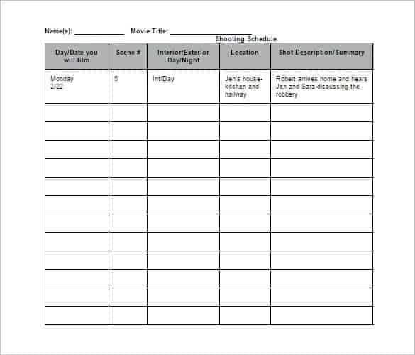12+ Shooting Schedule Templates Word Excel PDF Find Word Templates