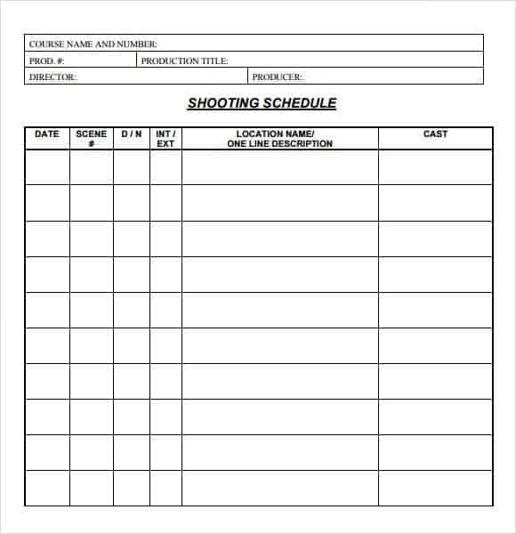 12+ Shooting Schedule Templates Word Excel PDF Word Excel Fomats