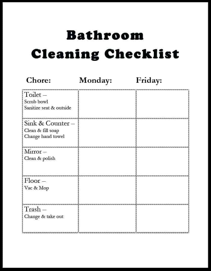 Restroom Cleaning Chart