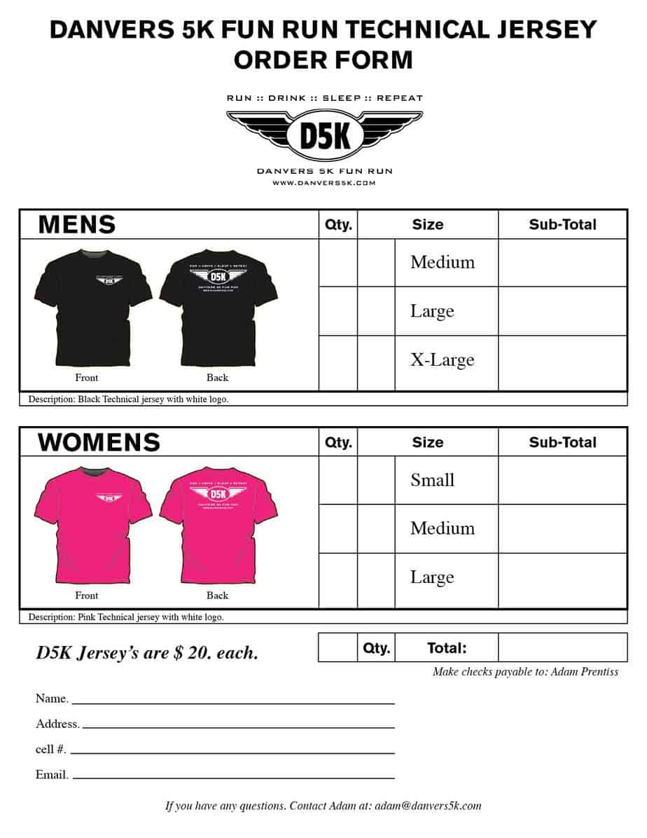 Tshirt Order Forms Word Excel Fomats