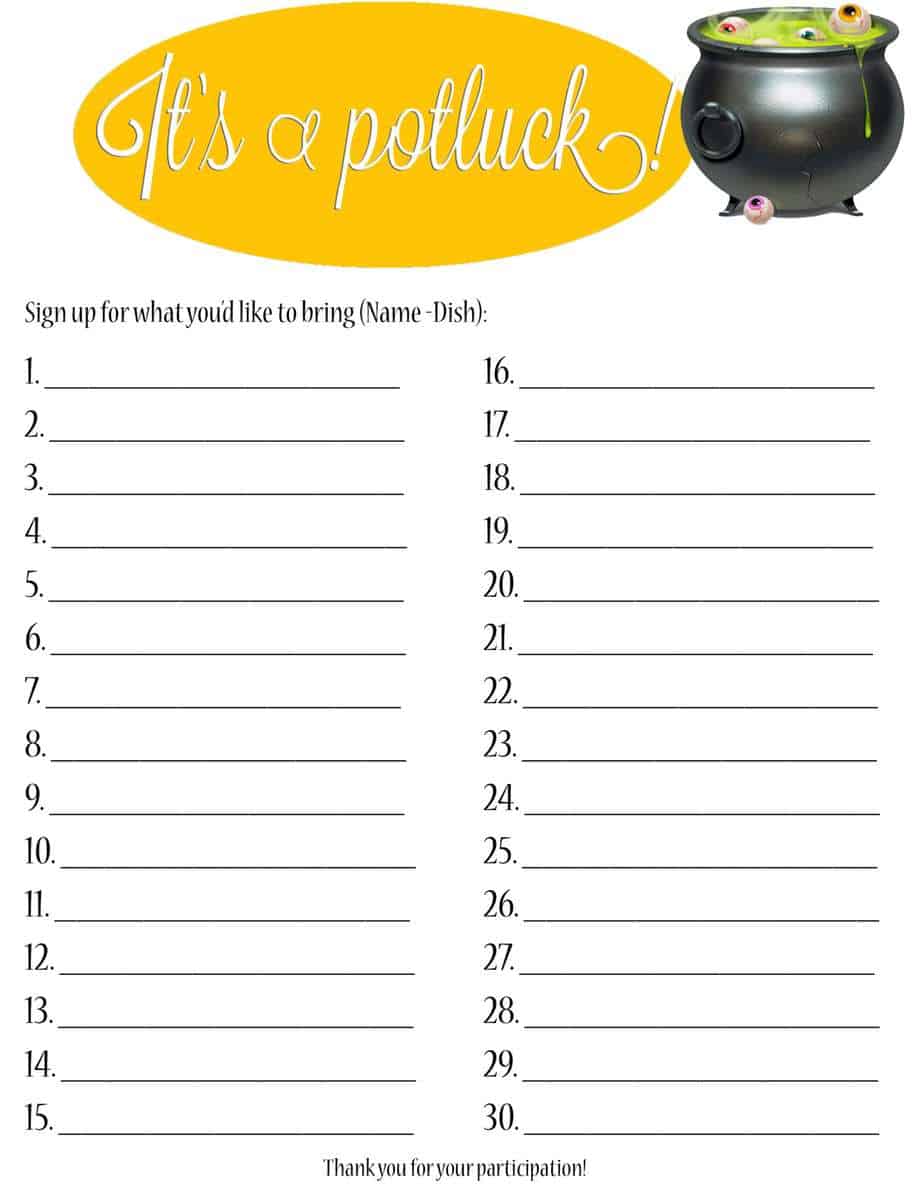 Potluck Sign Up Sheets - Word Excel Fomats Pertaining To Potluck Signup Sheet Template Word