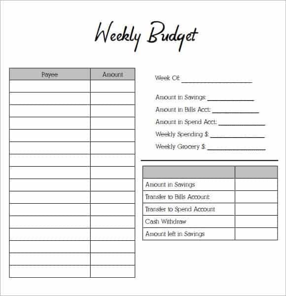 Weekly Budget Planners Word Excel Fomats