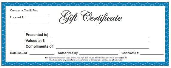 gift certificate templates word excel fomats