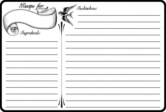 free editable recipe card template for word