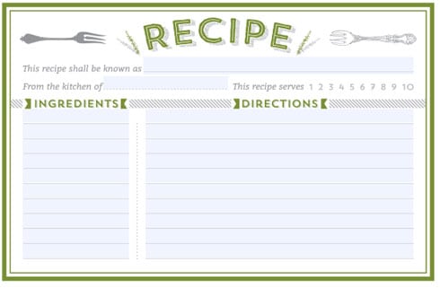 Printable Recipe Cards Free Template