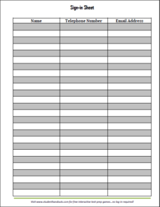 Sign In Sheet Templates - Word Excel Fomats
