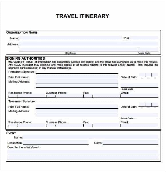 microsoft word travel itinerary template