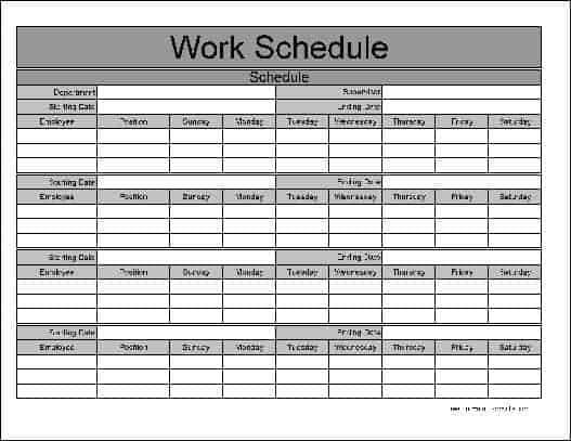 Monthly Employee Shift Schedule Template Addictionary