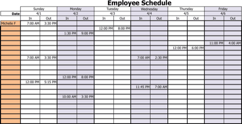 work schedule template 2.