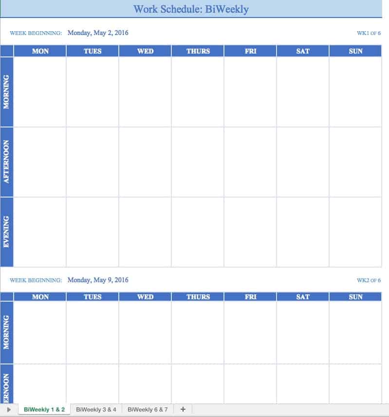 work schedule template 3.