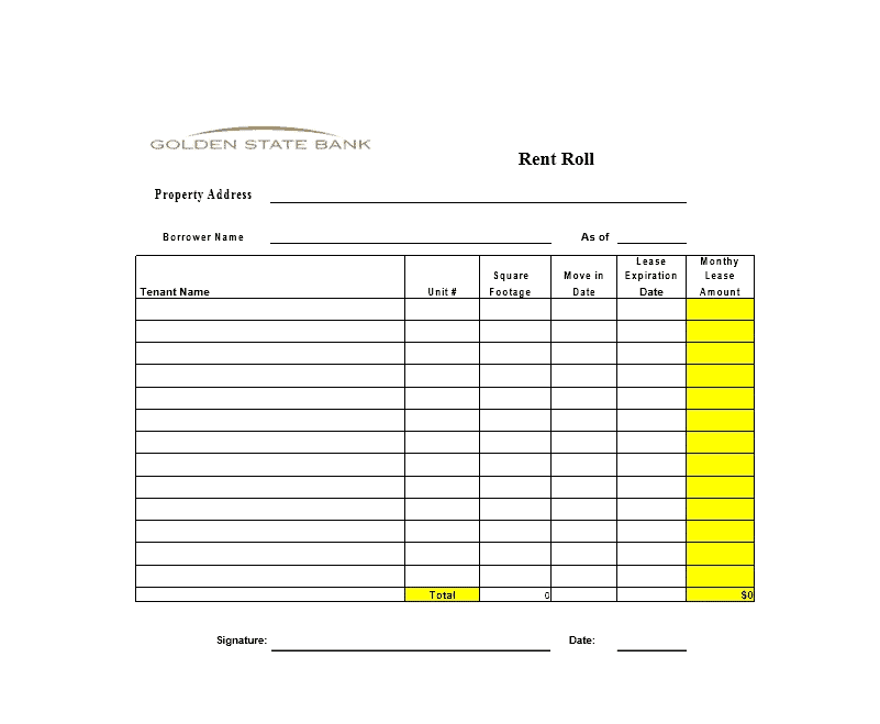 assignment of rent roll