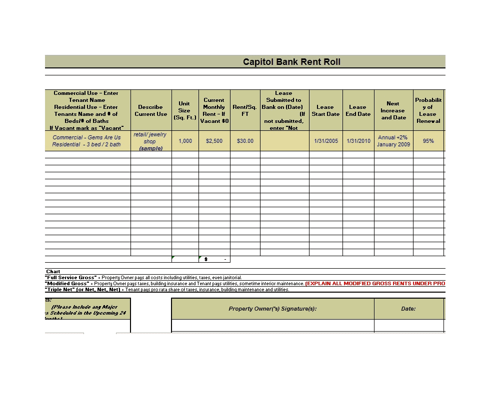 assignment of rent roll