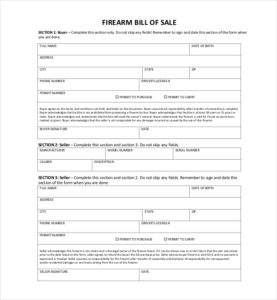 12+ Free Firearm Bill Of Sales Templates - Word Excel Fomats