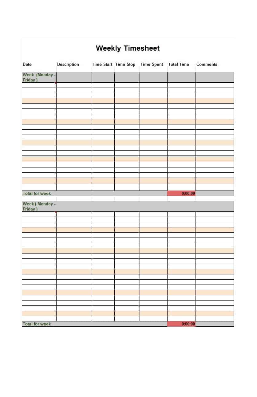 21+ Timesheet Templates Free - Word Excel Fomats In Weekly Time Card Template Free