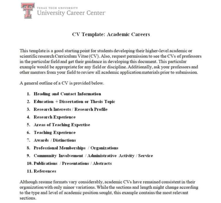 15+ Great Academic CV Templates [WORD & PDF] - Word Excel Fomats