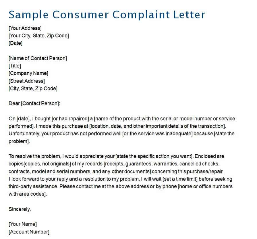 16 Professional Complaint Letter Templates Formats Word Excel Fomats